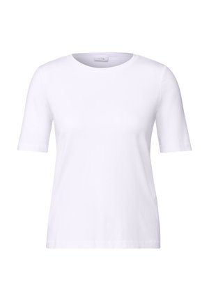 Witte T-shirt met korte mouwen en een ronde hals, gemaakt van zacht materiaal, met een eenvoudig ontwerp en zonder zichtbare patronen of accenten.