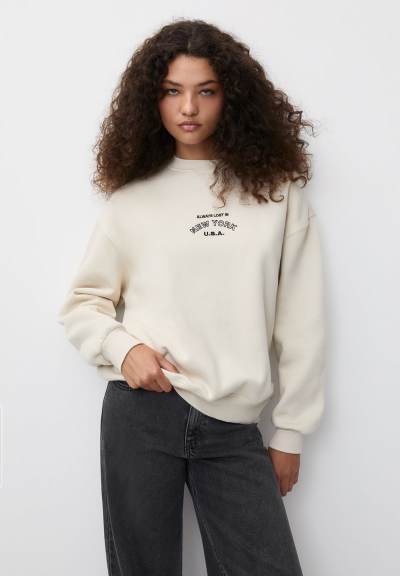 PULL&BEAR NEW YORK EMBROIDERY Sweatshirt white/weiß Zalando.de