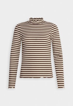 JDY, JDYFRANSISKA L/S STRIPE JRS NOOS - Pikkade varrukatega topp - chocolate brown/sandshell