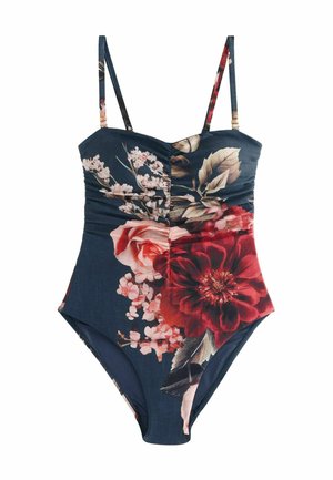 TUMMY CONTROL RUCHED BANDEAU TALL - Maillot de bain - navy blue floral
