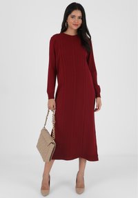 Modanisa CREW NECK  - Gebreide jurk - bordeaux