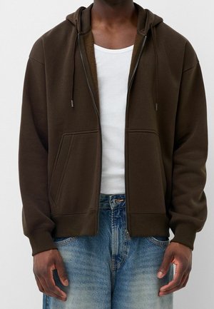 Felpa con zip - dark brown