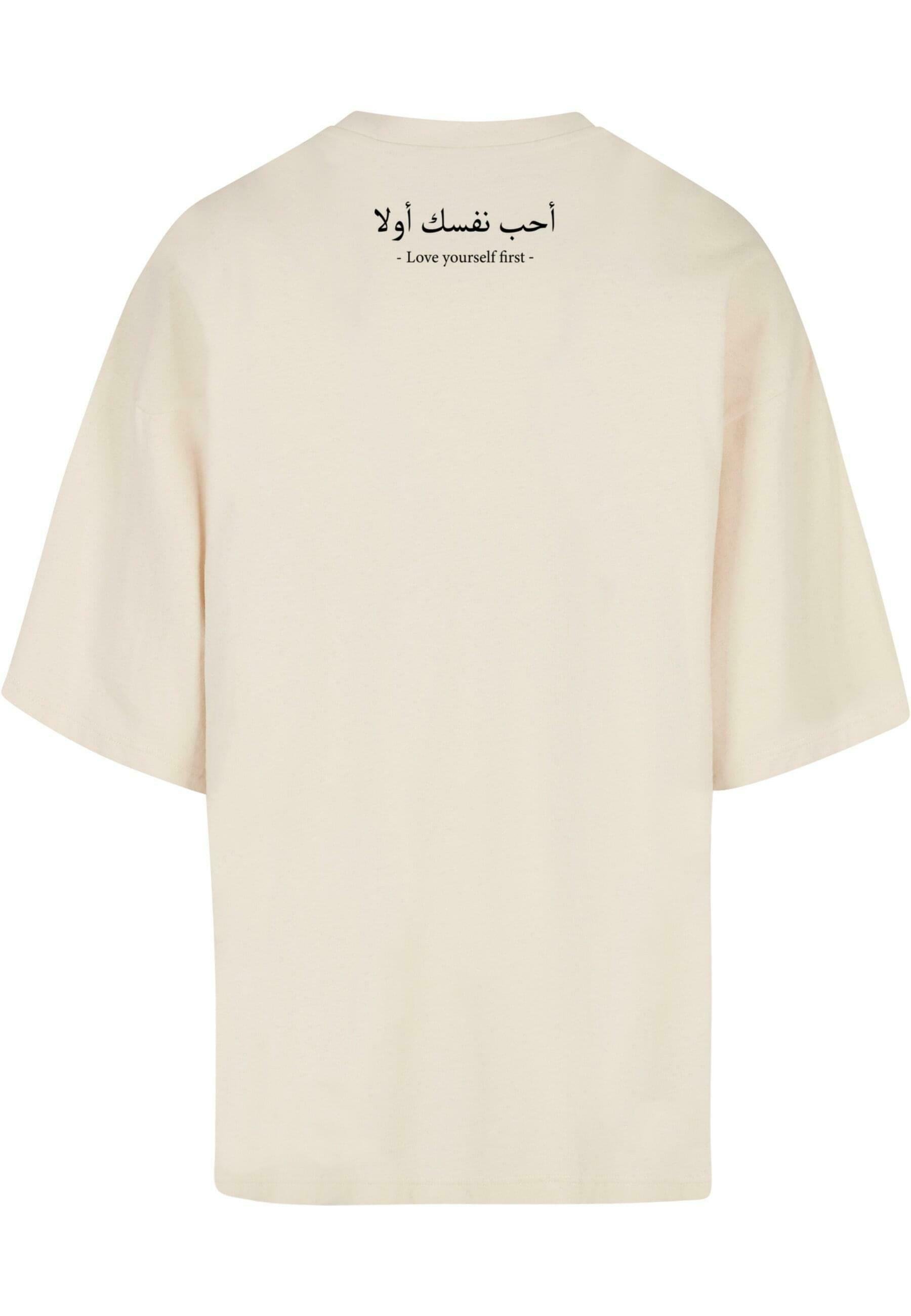 Merchcode LOVE YOURSELF FIRST HUGE Print T-shirt whitesand