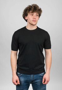 Dalle Piane Cashmere - SHORT SLEEVE  - T-Shirt basic - nero Thumbnail-Bild 1