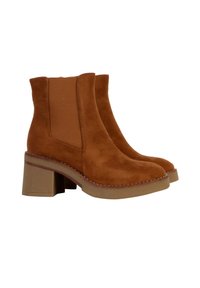 Divine Factory Enkellaarsjes met plateauzool - camel