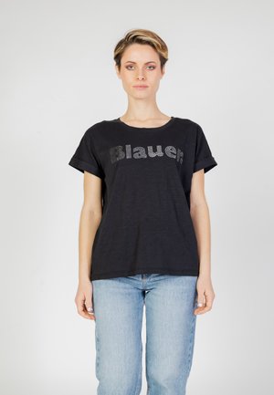 Blauer T-shirt con stampa - black