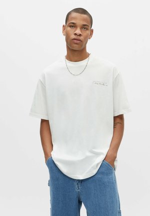 WITH FRONT SLOGAN - T-paita - off white