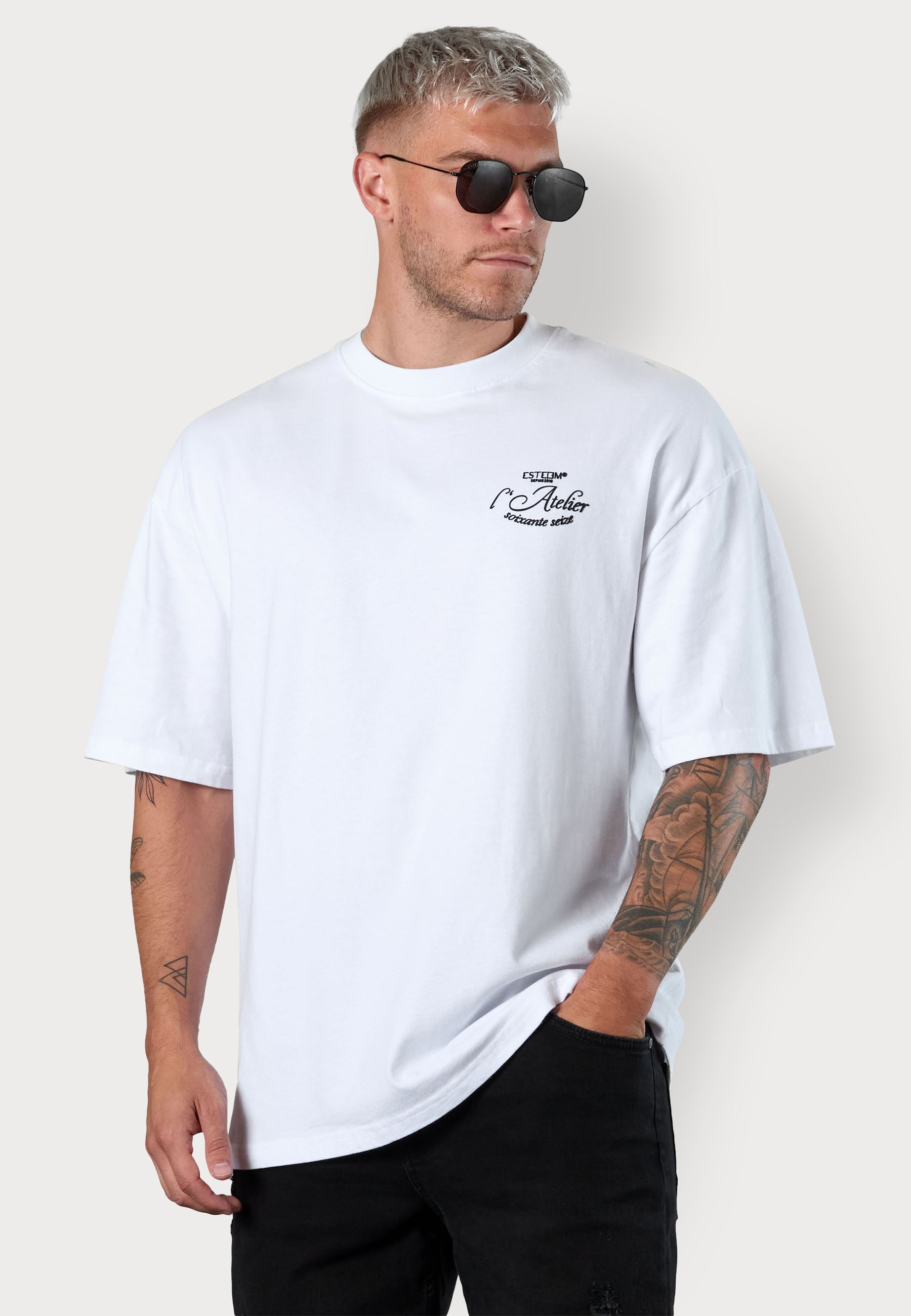 ESTEEM L'ATELIER 76 OVERSIZED - Print T-shirt - white - Zalando