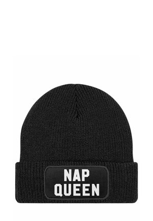 MIT PATCH SPRUCH NAP QUEEN STATEMENT - Beanie - schwarz