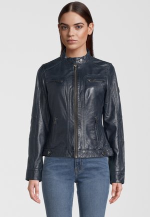 MIT LABEL PATCH - Veste en cuir - navy