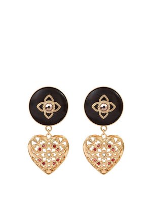 Satellite Paris FEMININE PRESTIGE CRYSTAL HEART WOOD CLIP-ON PORTE-BONHEUR - Boucles d'oreilles - marron