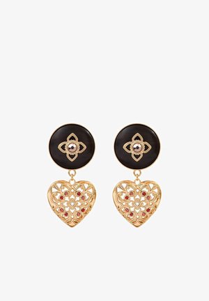 Satellite Paris FEMININE PRESTIGE CRYSTAL HEART WOOD CLIP-ON PORTE-BONHEUR - Boucles d'oreilles - marron