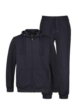 Navy Hoodie- und Jogginganzug aus weichem Stoff; mit Reißverschluss vorne, Kapuze, Kängurutaschen und elastischem Bündchen für zusätzlichen Komfort.