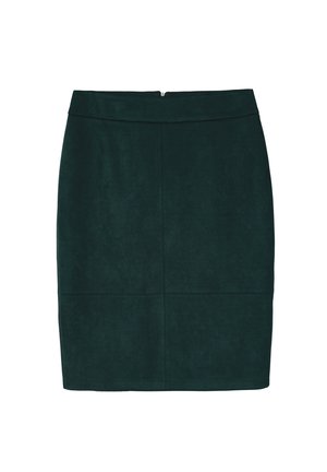 Tume roheline pliiatsiseelik, mis on valmistatud pehmest kangast ja millel on sile tekstuur. Omab lihtsat siluetti ja diskreetset tagumist lukku.