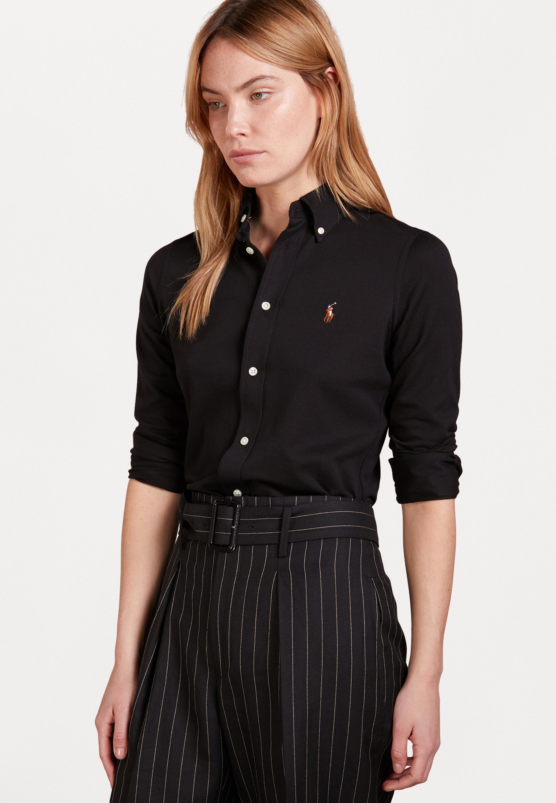 Button Down Ralph Lauren Womens Shirts Blouses Polo Ralph Lauren HEIDI LONG  SLEEVE Button-down Blouse Black