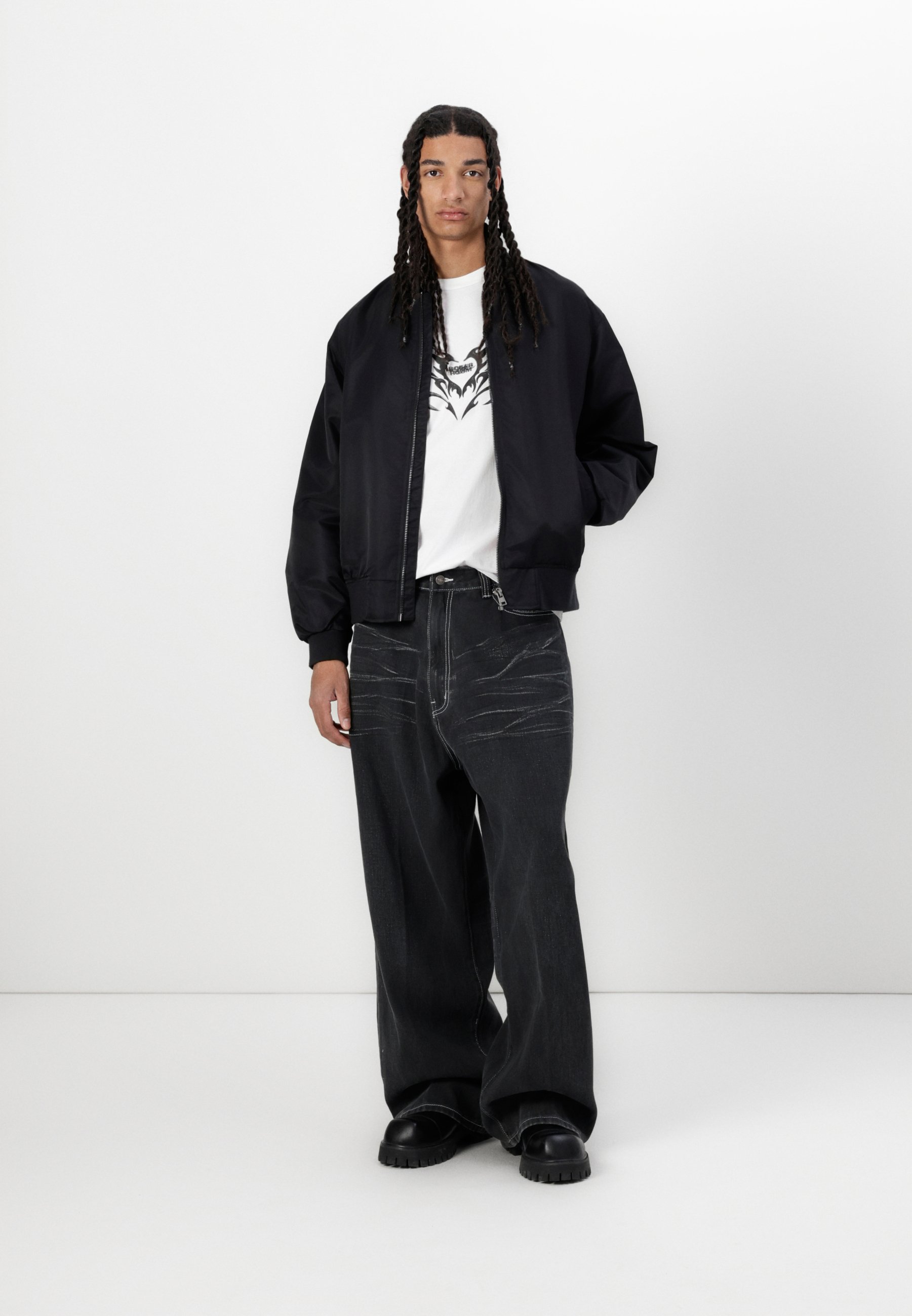 パンツ Jaded London black baggy jeans w32 Jaded London CRACKED COLOSSUS PAINT COLOSSUS UNISEX - Baggy Jeans