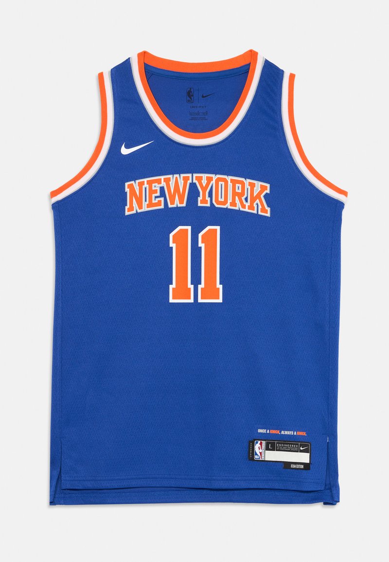 Zils basketbola krekls ar oranžiem akcentiem, uz kura ir bieza burtiem rakstīts "NEW YORK" un numurs "11". Izgatavots no elpojoša auduma ar sieta tekstūru.