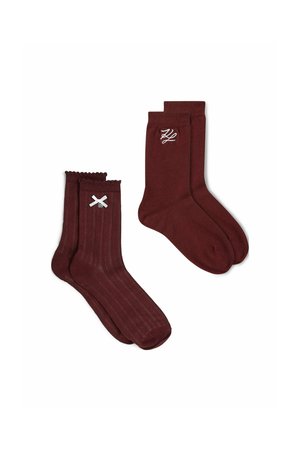 KARL LAGERFELD, KARL LAGERFELD SOCK AUTOGRAPH POINTELLE (PACK OF 2) - Chaussettes - windsor wine