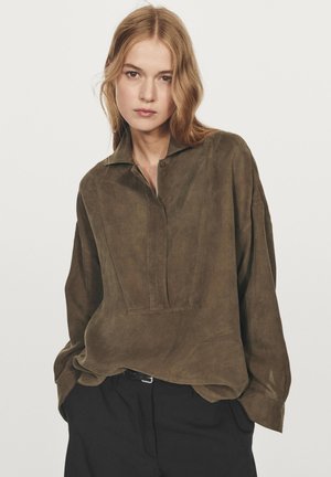 GARMENT WITH ZIP ON THE CHEST - Blouse - dark brown