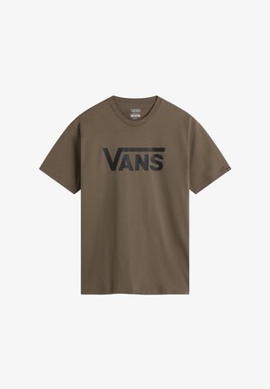 T-shirt in cotone marrone con il logo nero "VANS" sulla parte anteriore, maniche corte e scollatura a girocollo classica. Tessuto morbido.