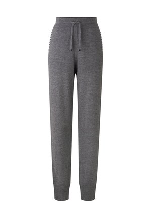 Grijze sweatpants van zachte stof, met een elastische tailleband met een trekkoord, geribbelde boorden en zijzakken met accenten.