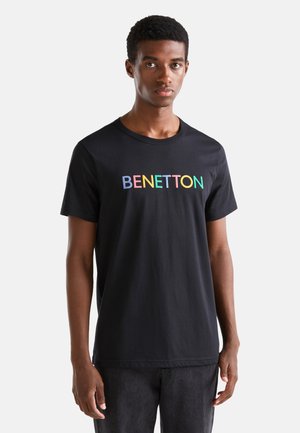 United Colors of Benetton WITH LOGO PRINT - Camiseta estampada - black