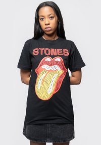 Paradiso Clothing THE ROLLING STONES DIAMANTE TONGUE - Print T-shirt - black