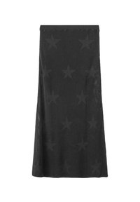 Falda negra de malla con un patrón de estrellas, de largo hasta el tobillo, con una textura suave y una cinturilla ajustada. Material ligero y transpirable.