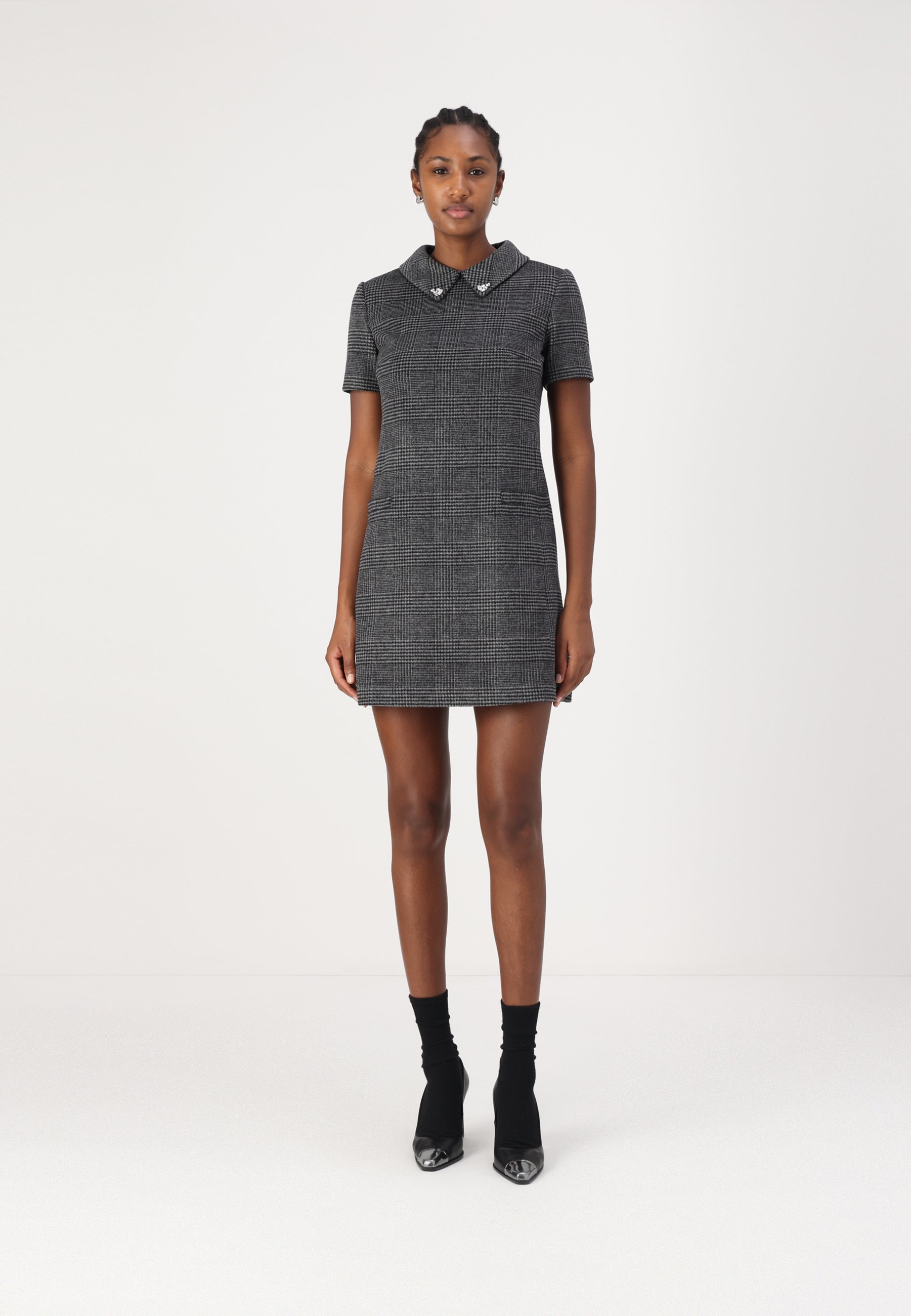 DKNY SHORT DRESS - Day dress - grey black pattern/grey - Zalando