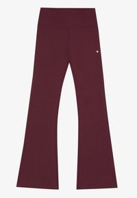 Bordeauxfarvede flared leggings med en bred talje, lavet af strækbart stof. Har flade sømme og et lille logo på fronten til venstre.