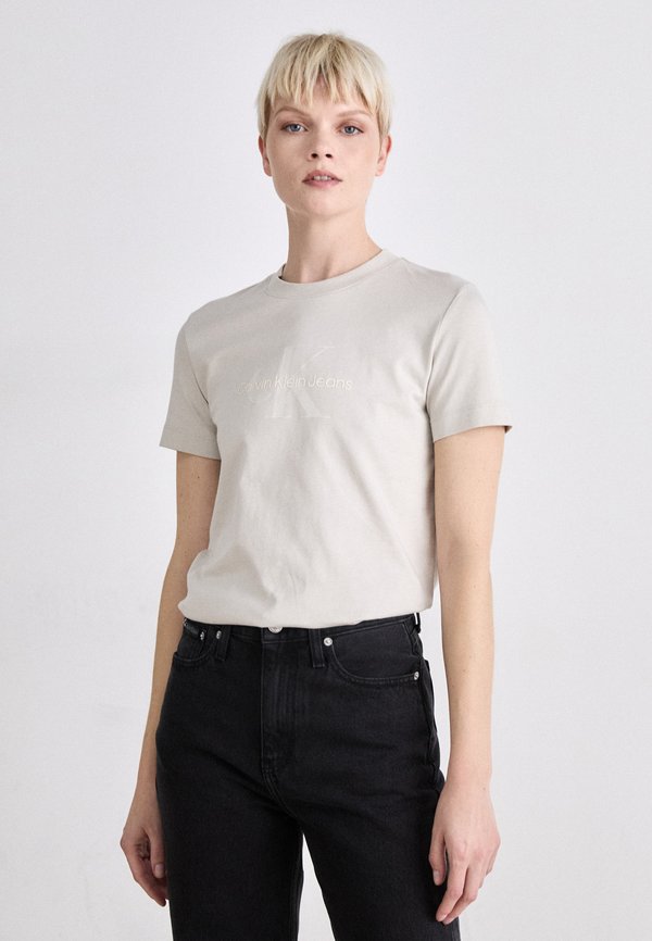 GLOSSY MONOLOGO REGULAR TEE - Print T-shirt - moonbeam