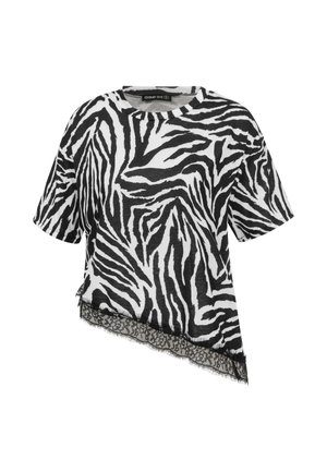 Cloud 5ive, ASYMETRIC LACE SHIRT - Blusa - zebra black white