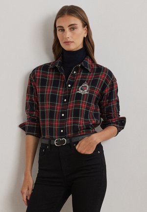 Lauren Ralph Lauren RELAXED FIT CHECKED PLAID COTTON SHIRT - Blusa - black