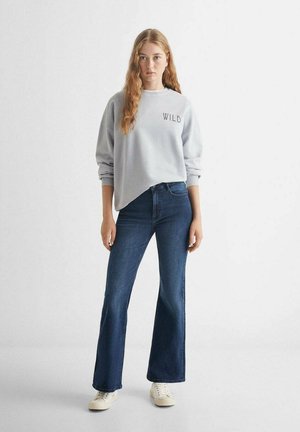 Light Grey Melange Coral Hooded Short Sleeve Sweatshirt 17359 main image 0