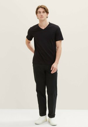 TOM TAILOR V-AUSSCHNITT IM DOPPELPACK - T-shirt basic - black