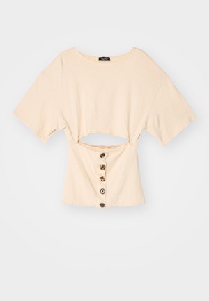 WITH FRONT BUTTON CLOSURE - Lihtne T-särk - pastel peach