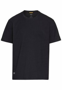 Zwart katoen t-shirt met een ronde hals, korte mouwen en een klein logolabel op de onderlinkerzijde. Eenvoudig, ongecompliceerd ontwerp.