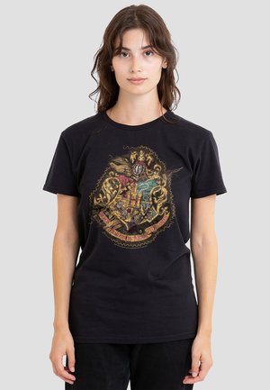 Cotton Soul, HARRY POTTER HOGWARTS CREST KNITTED PATCH  DAMAGED - Print T-shirt - black