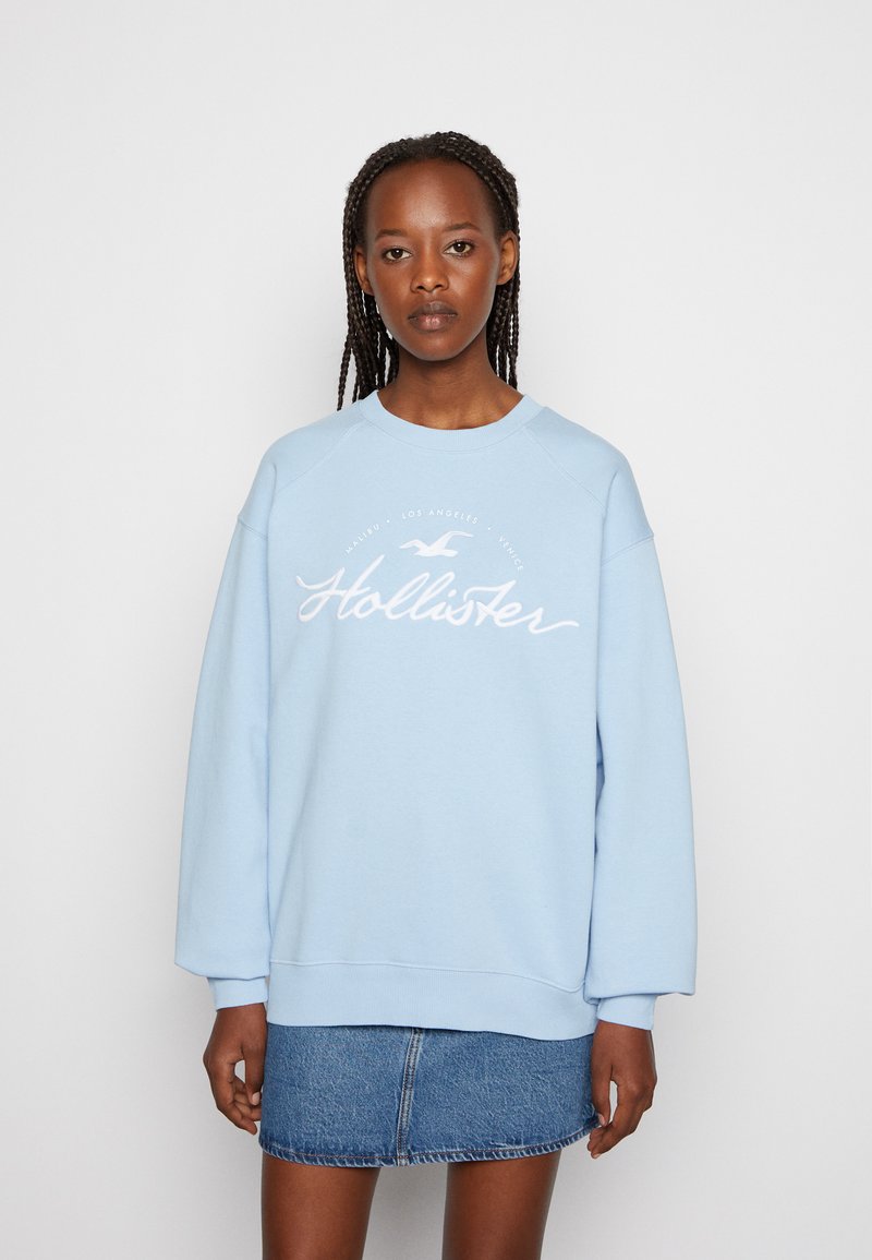 Hollister Co. OVERSIZED CREW SCRIPT LOGO Sweater light blue