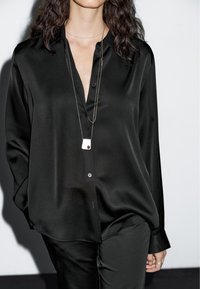 Massimo Dutti FLOWING SATIN LONG SLEEVE - Blus - black