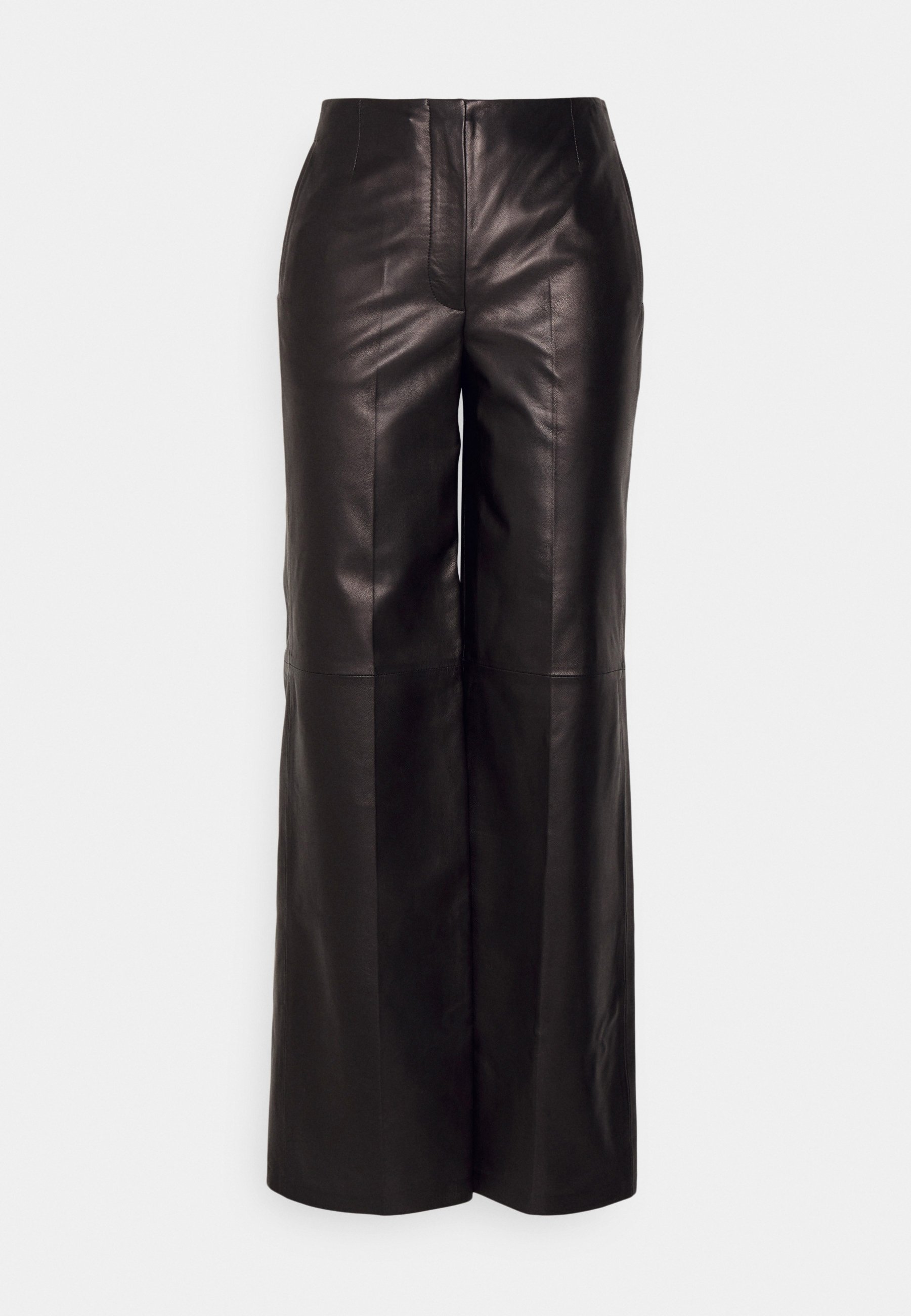 Calvin Klein WIDE LEG PANT - Pantalón de cuero - black/negro - Zalando.es