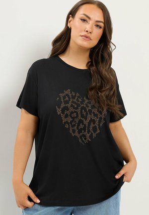 Yours Clothing, PLUS SIZE CASUAL TOPS - T-shirt imprimé - black