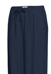 Marineblå bukser med afslappet pasform, elastisk talje og stofbånd, med sidelommer og blødt, let materiale.