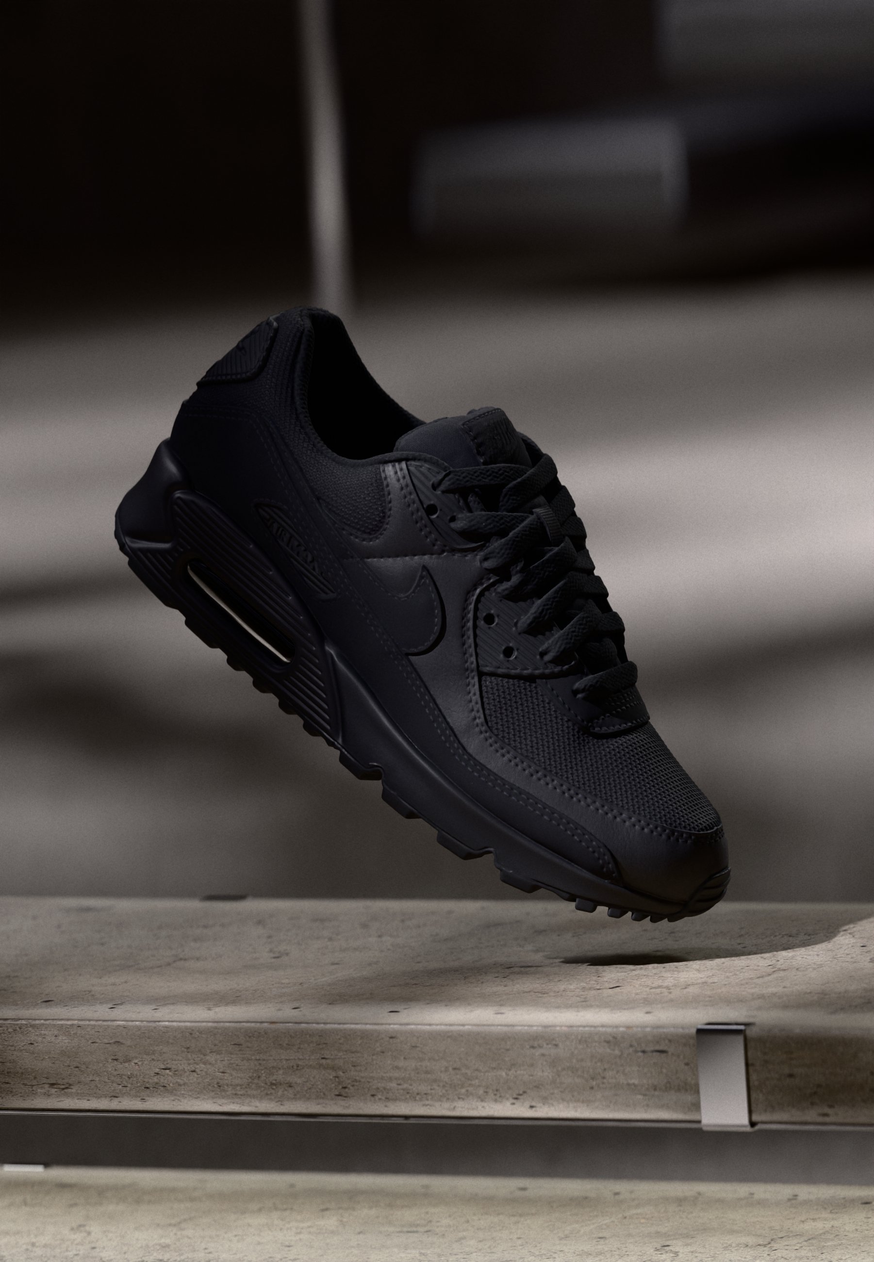 90 Black Air Max 90 Negro Cuero Sintético Championes Nike De Cuero