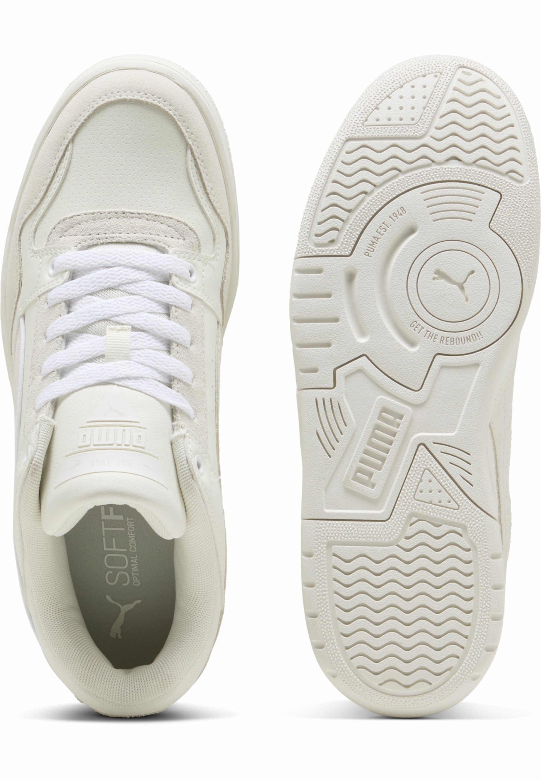 Puma REBOUND RETRO - Trainers - warm white-vapor gray- white/white