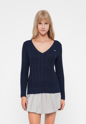 LEFT CHEST BODYSKIMMING CABLE - Striktrøje - dark blue