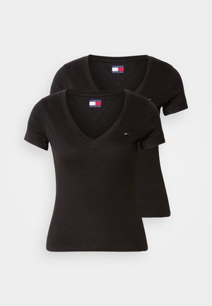 V NECK TEE 2 PACK - Basic T-shirt - black