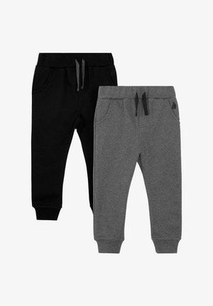 Dva para trenirki: jedan crni i jedan sivi. Napravljene od mekog pamuka; imaju elastičnu stražnjicu, vezice i bočne džepove.