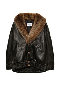 WITH CONTRAST COLLAR - Giacca in similpelle - black