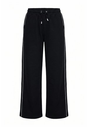 Ulla Popken, SIDE STRIPE ELASTIC WAIST SWEATPANTS - Pantalones deportivos - black